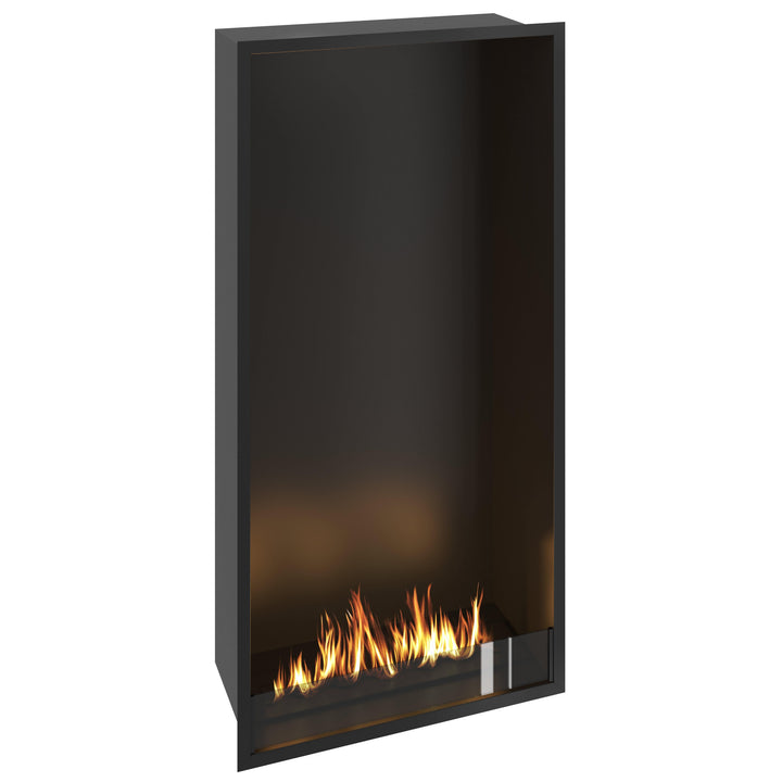 Bioethanol Einbau Kamin Einbaukamin Ofen SELECTED XXL Vertikal 80x160x35cm mit Glas von Wild Flame Seitliche Ansicht
