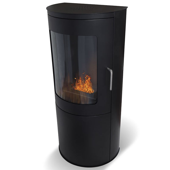 Freistehender Bioethanol Standkamin Standofen BARI, rund, schwarz, mit Glastür Draufsicht